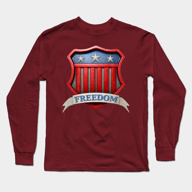 Patriotic United States Shield Long Sleeve T-Shirt by macdonaldcreativestudios